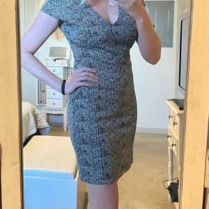 White and black patterned midi dress